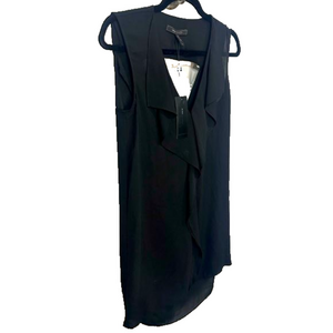 BCBGMaxazria Little black dress xs NWT ruffled vneck collar